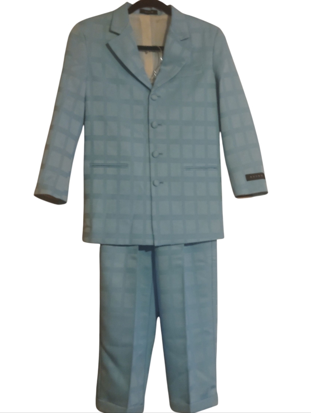 NWT Retro Boys Light Blue Checkered Two-Piece Suit Jacket & Pants Size 12